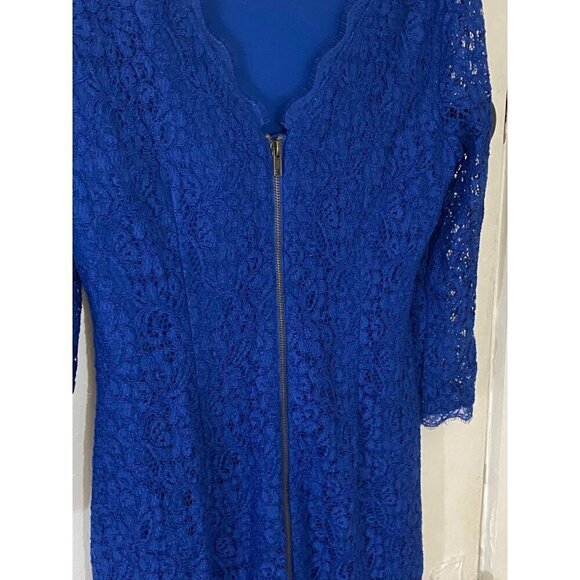 Cache Women's Blue Half Sleeve Lace Cocktail Dress - 10 - Picture 3 of 13